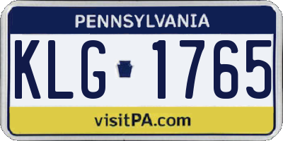PA license plate KLG1765