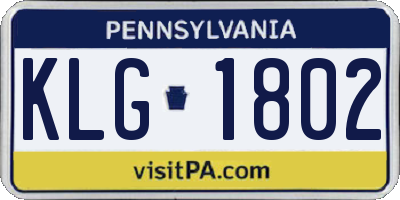 PA license plate KLG1802