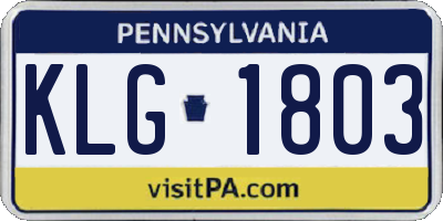 PA license plate KLG1803