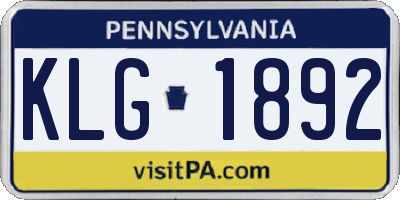 PA license plate KLG1892