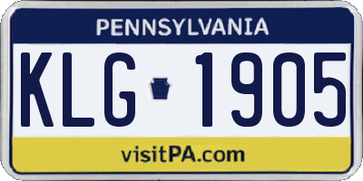 PA license plate KLG1905