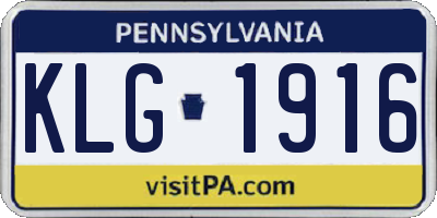 PA license plate KLG1916