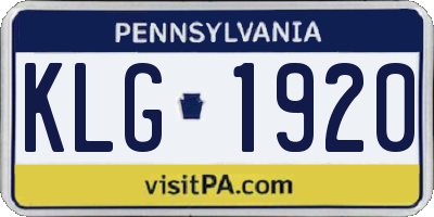 PA license plate KLG1920