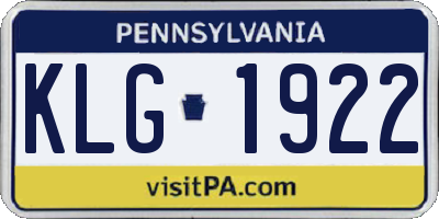 PA license plate KLG1922