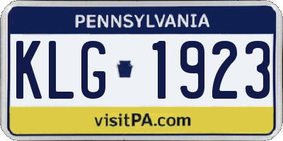 PA license plate KLG1923