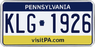 PA license plate KLG1926
