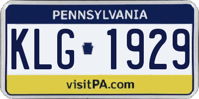 PA license plate KLG1929