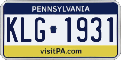 PA license plate KLG1931