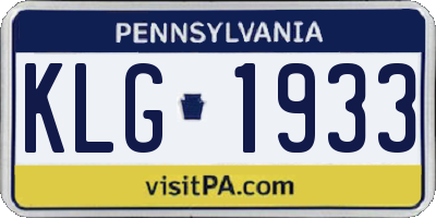 PA license plate KLG1933