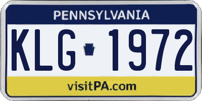 PA license plate KLG1972