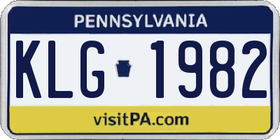 PA license plate KLG1982