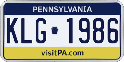 PA license plate KLG1986