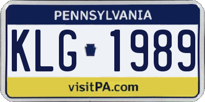 PA license plate KLG1989