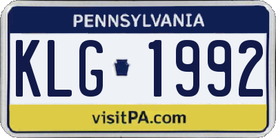 PA license plate KLG1992