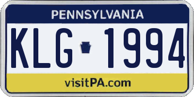 PA license plate KLG1994