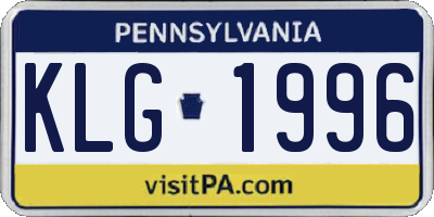 PA license plate KLG1996
