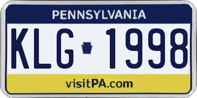 PA license plate KLG1998