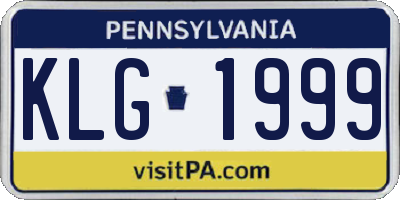 PA license plate KLG1999