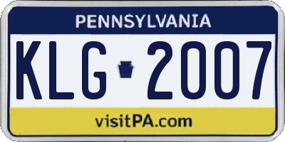 PA license plate KLG2007