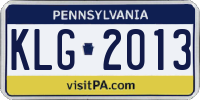 PA license plate KLG2013