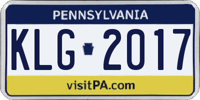 PA license plate KLG2017