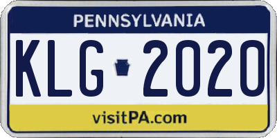 PA license plate KLG2020