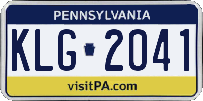 PA license plate KLG2041