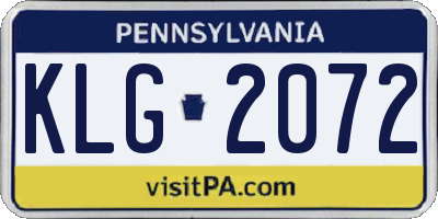 PA license plate KLG2072