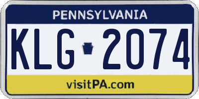 PA license plate KLG2074