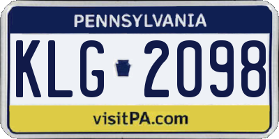 PA license plate KLG2098