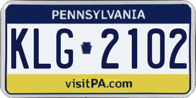 PA license plate KLG2102