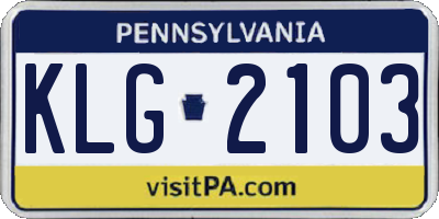PA license plate KLG2103