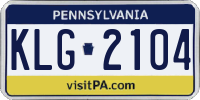 PA license plate KLG2104