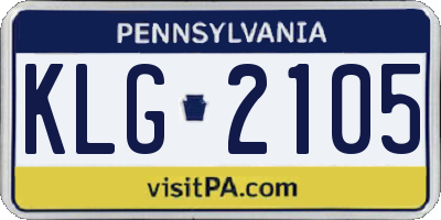 PA license plate KLG2105