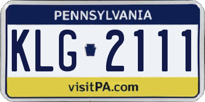 PA license plate KLG2111