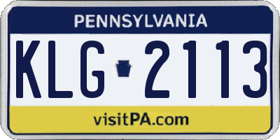 PA license plate KLG2113