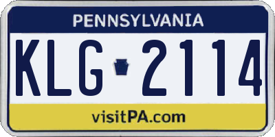PA license plate KLG2114