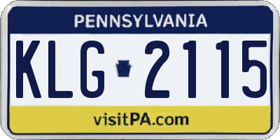PA license plate KLG2115