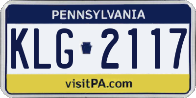 PA license plate KLG2117