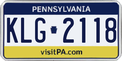PA license plate KLG2118