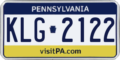 PA license plate KLG2122