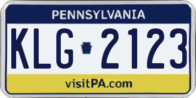 PA license plate KLG2123
