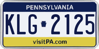 PA license plate KLG2125