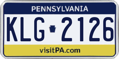 PA license plate KLG2126