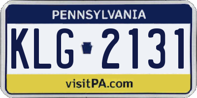 PA license plate KLG2131