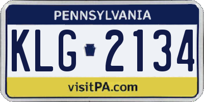 PA license plate KLG2134