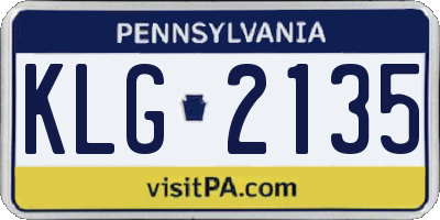 PA license plate KLG2135