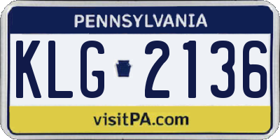 PA license plate KLG2136