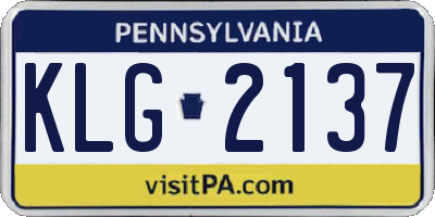 PA license plate KLG2137