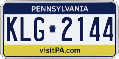 PA license plate KLG2144